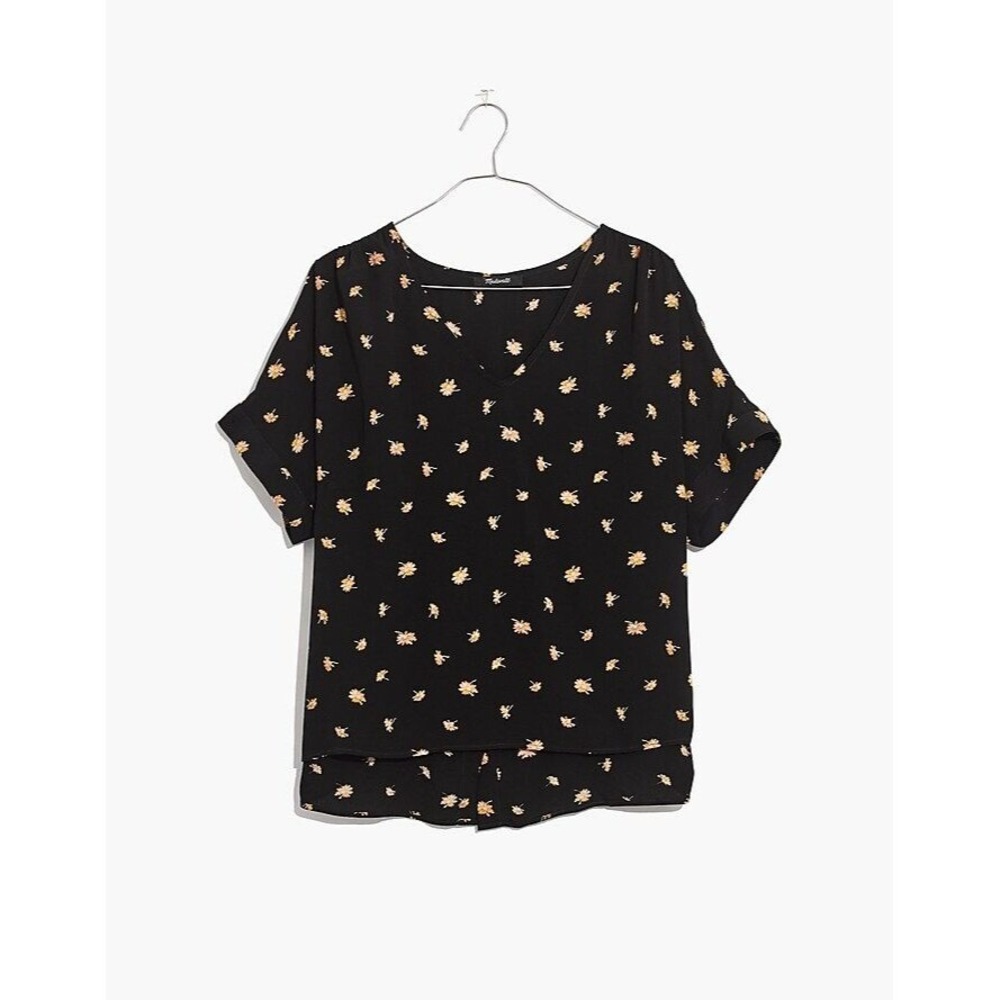 NWT‎ Madewell Drapey V-Neck Button-Back Top in French Daisies Sz XS